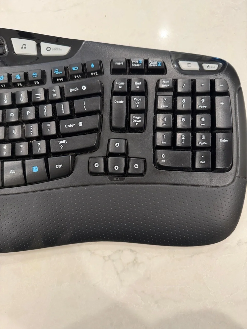 Logitech Black Wireless Ergonomic Keyboard with Palm Rest and Shortcut Keys